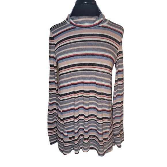 Cuddl Duds Softwear Cowl Neck Tunic Top XS Striped Long Sleeve Thumbholes EUC - Picture 3 of 10